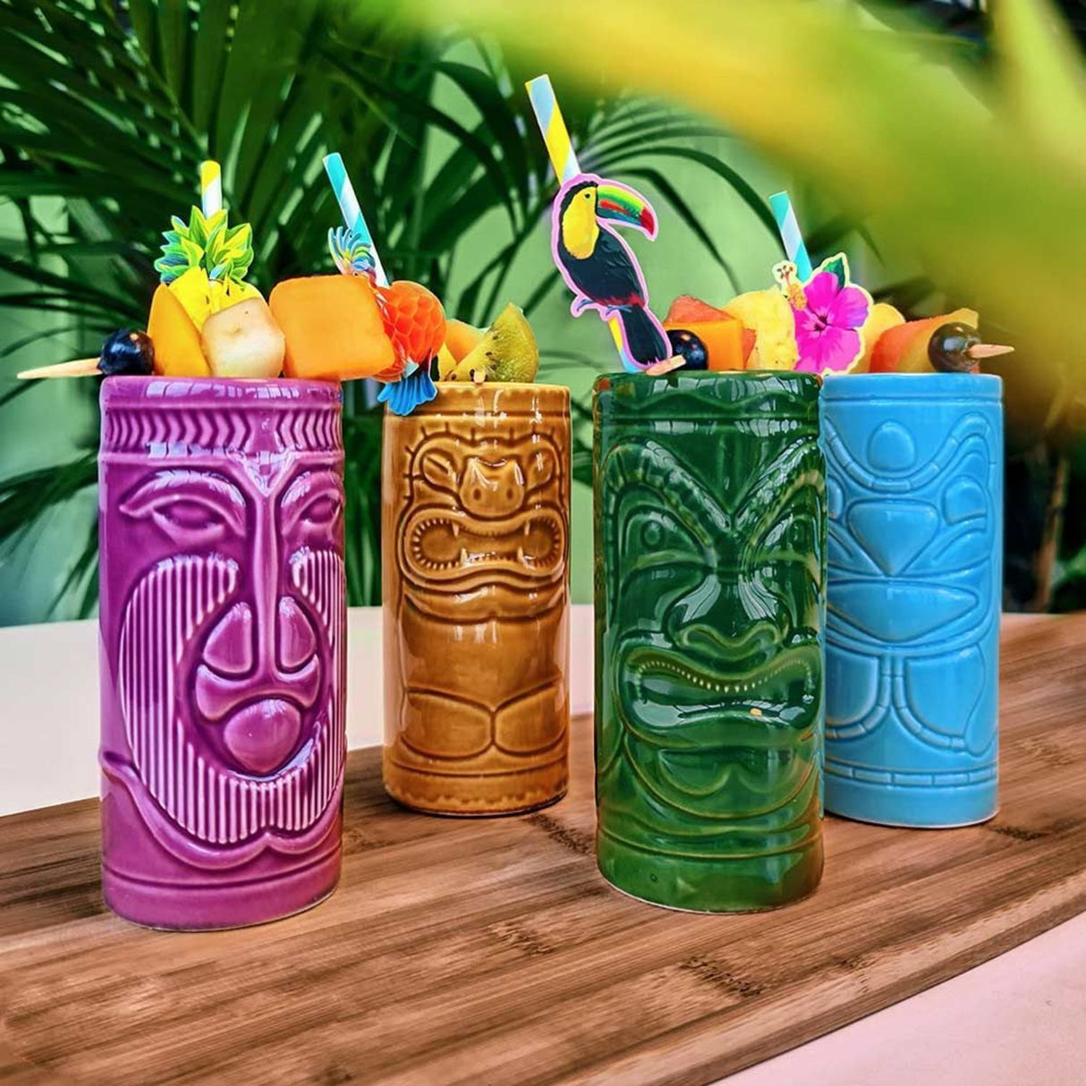 Tiki Cocktailgläser Hawaii Gläser Tiki Totem Cocktailbecher im 4er Set