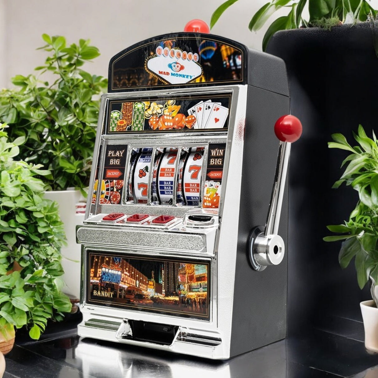 XL Spielautomat Casino Spardose Slotmaschine mit Licht und Sound