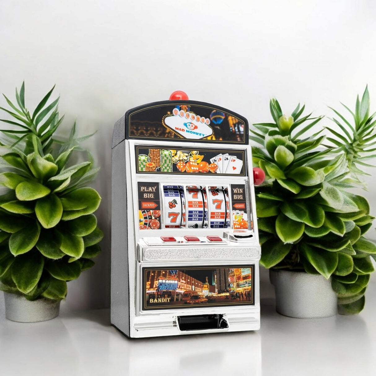 XL Spielautomat Casino Spardose Slotmaschine mit Licht und Sound