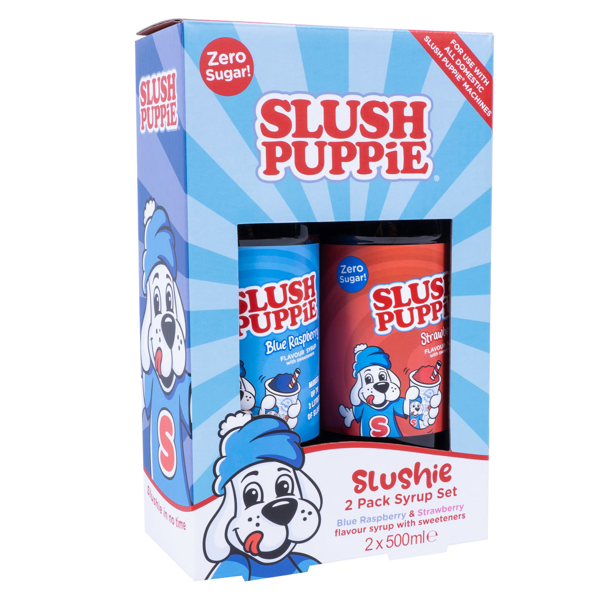 SLUSH PUPPiE Blaue Himbeere & Erdbeere ZERO zuckerfreier Sirup für je 3 Liter Slush