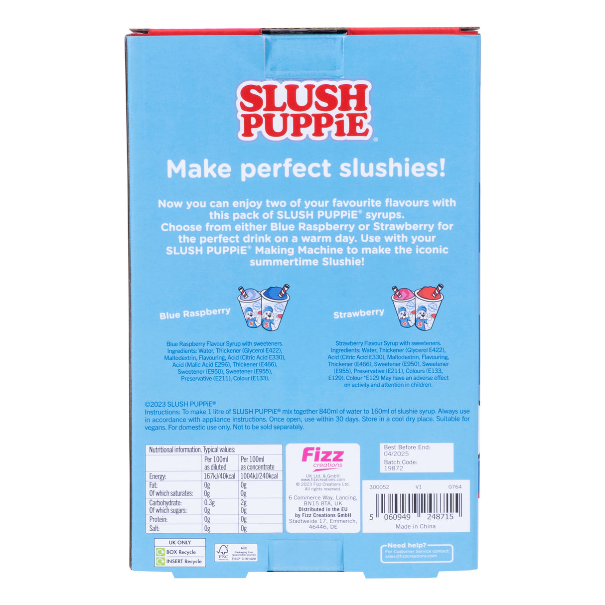 SLUSH PUPPiE Blaue Himbeere & Erdbeere ZERO zuckerfreier Sirup für je 3 Liter Slush