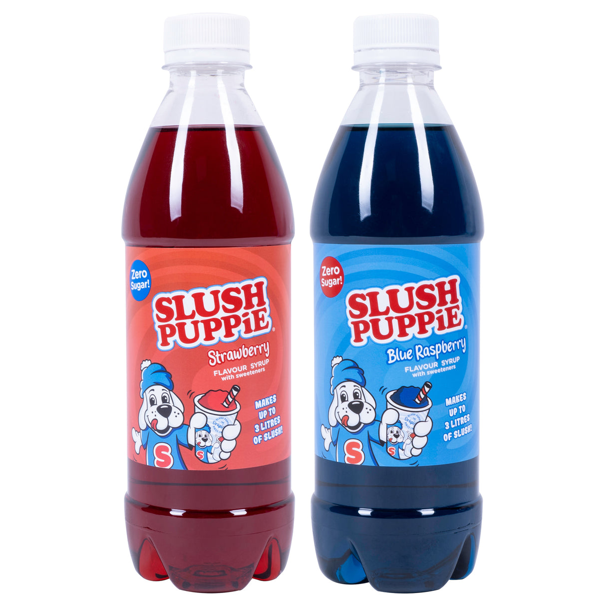 SLUSH PUPPiE Blaue Himbeere & Erdbeere ZERO zuckerfreier Sirup für je 3 Liter Slush