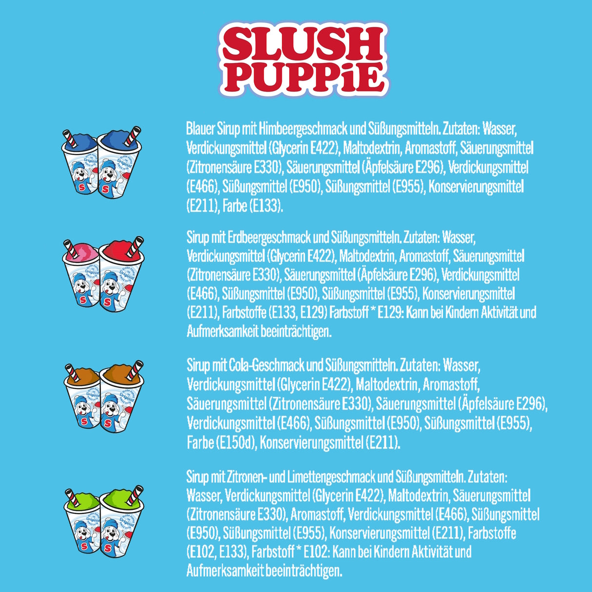 SLUSH PUPPiE ZERO zuckerfreier Slush Sirup Starter Set im 4er Set