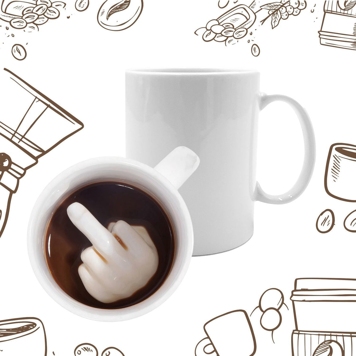 Mittelfinger Tasse - lustiger Kaffeebecher fürs Büro mit Stinkefinger im Inneren