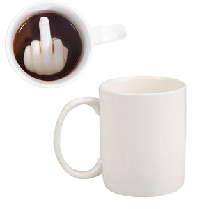 Mittelfinger Tasse - lustiger Kaffeebecher fürs Büro mit Stinkefinger im Inneren