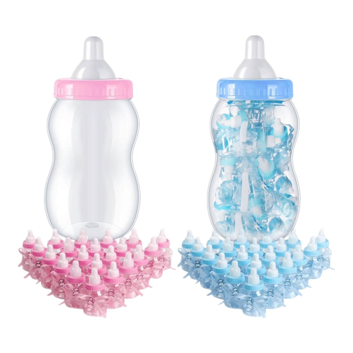 XXL Babyflasche mit 30 kleinen Flaschen für Babypartys in Pink