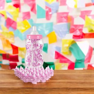 XXL Babyflasche mit 30 kleinen Flaschen für Babypartys in Pink