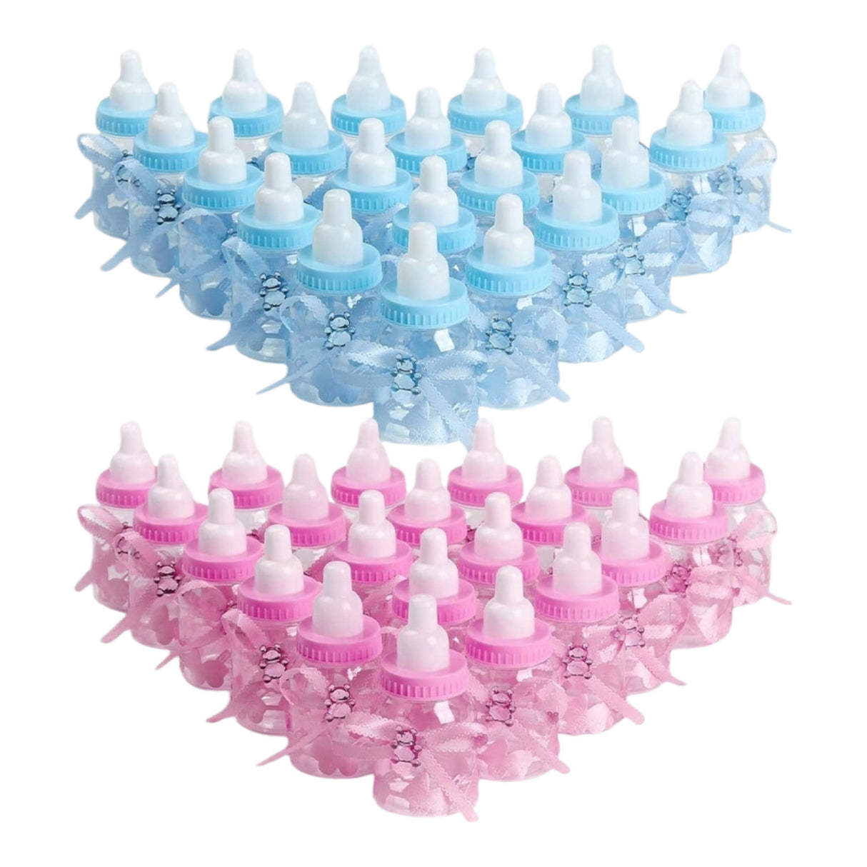 XXL Babyflasche mit 30 kleinen Flaschen für Babypartys in Pink