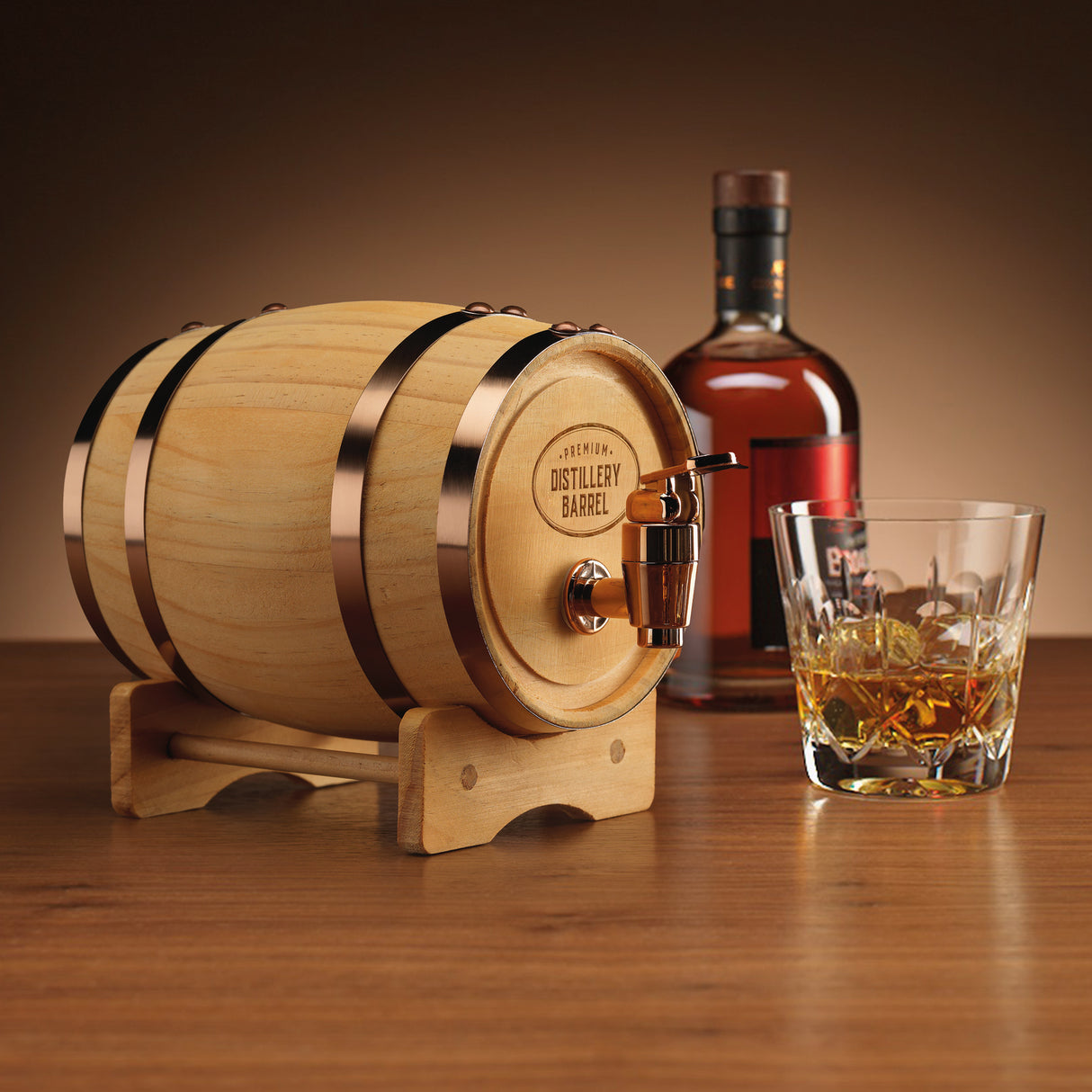 Whiskyfass Getränkespender aus Holz - Whisky Geschenkset für Whiskeytrinker