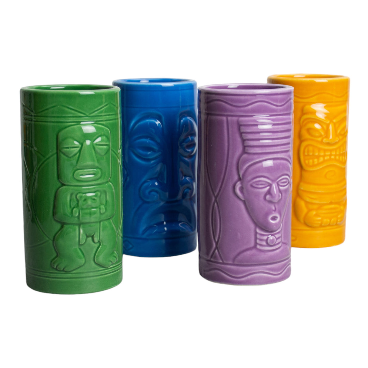 Tiki Totem Becher - Hawaii Trinkgläser aus Keramik im 4er Set