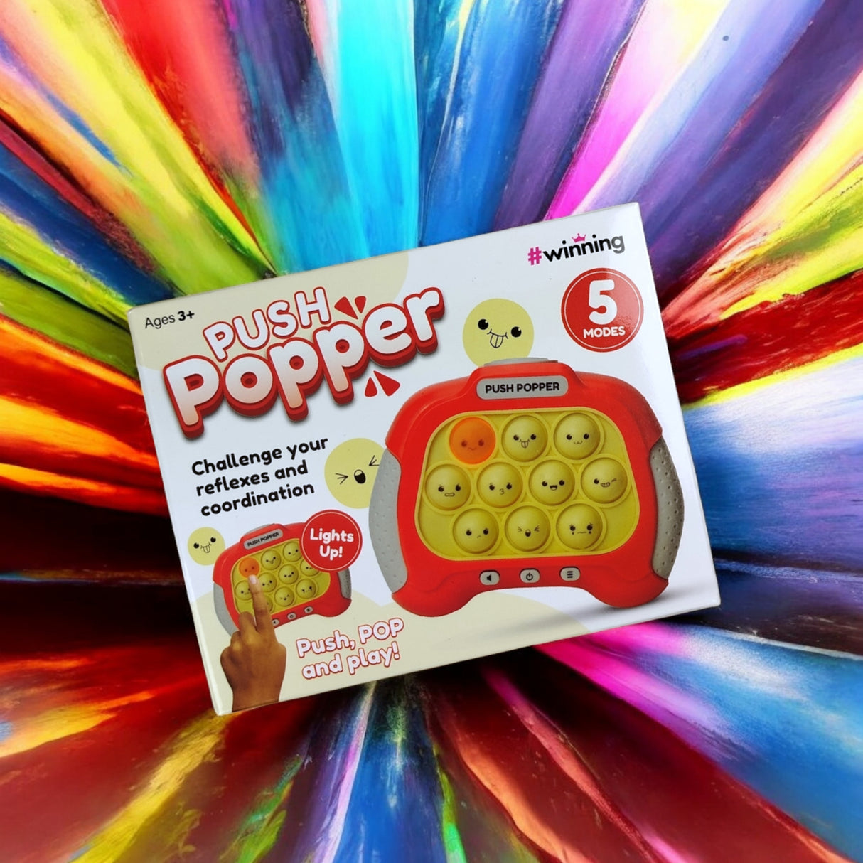 Push Popper Fidget Toy Spielzeug in Rot mit Licht und Sound