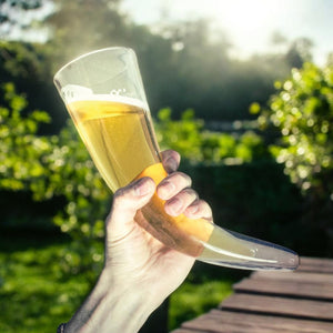 Wikinger Trinkhorn Bierglas mit Holzständer