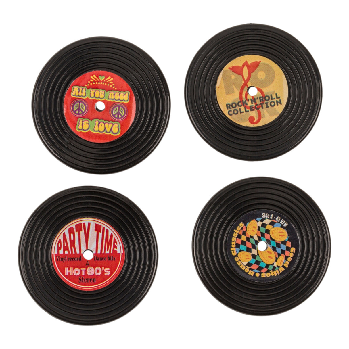 Retro-Vinyl Schallplatten Kühlschrankmagnete im 4er-Set