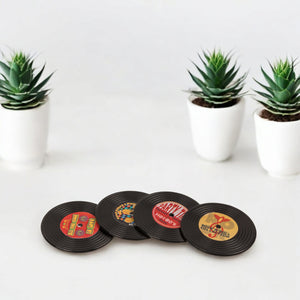 Retro-Vinyl Schallplatten Kühlschrankmagnete im 4er-Set