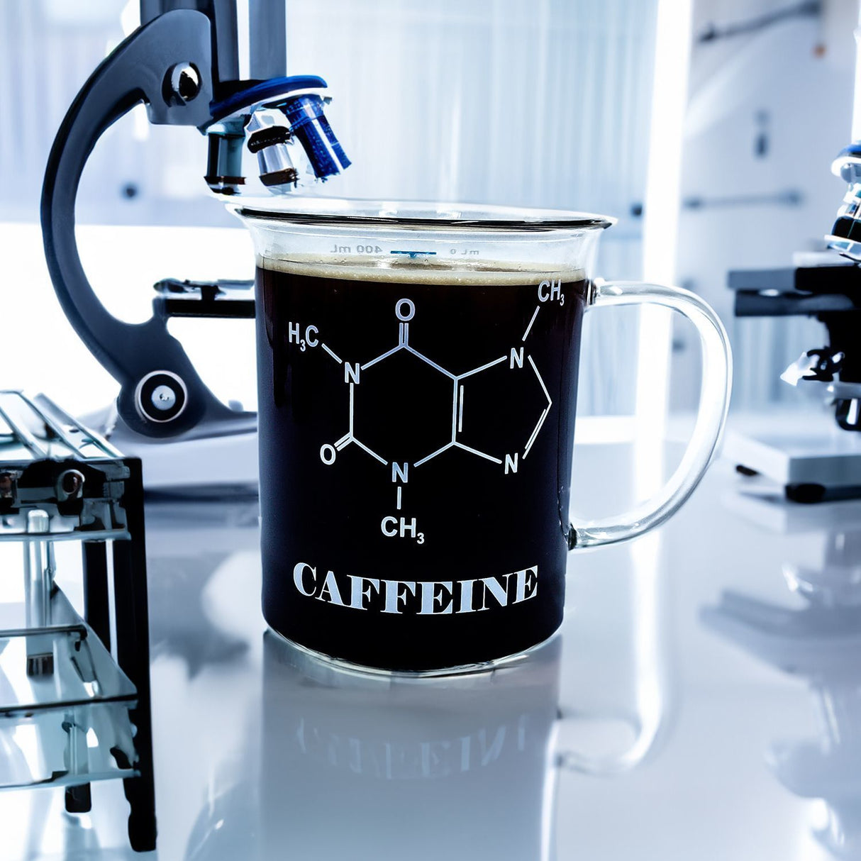 Chemie Koffein Kaffeebecher - Caffeine Glastasse