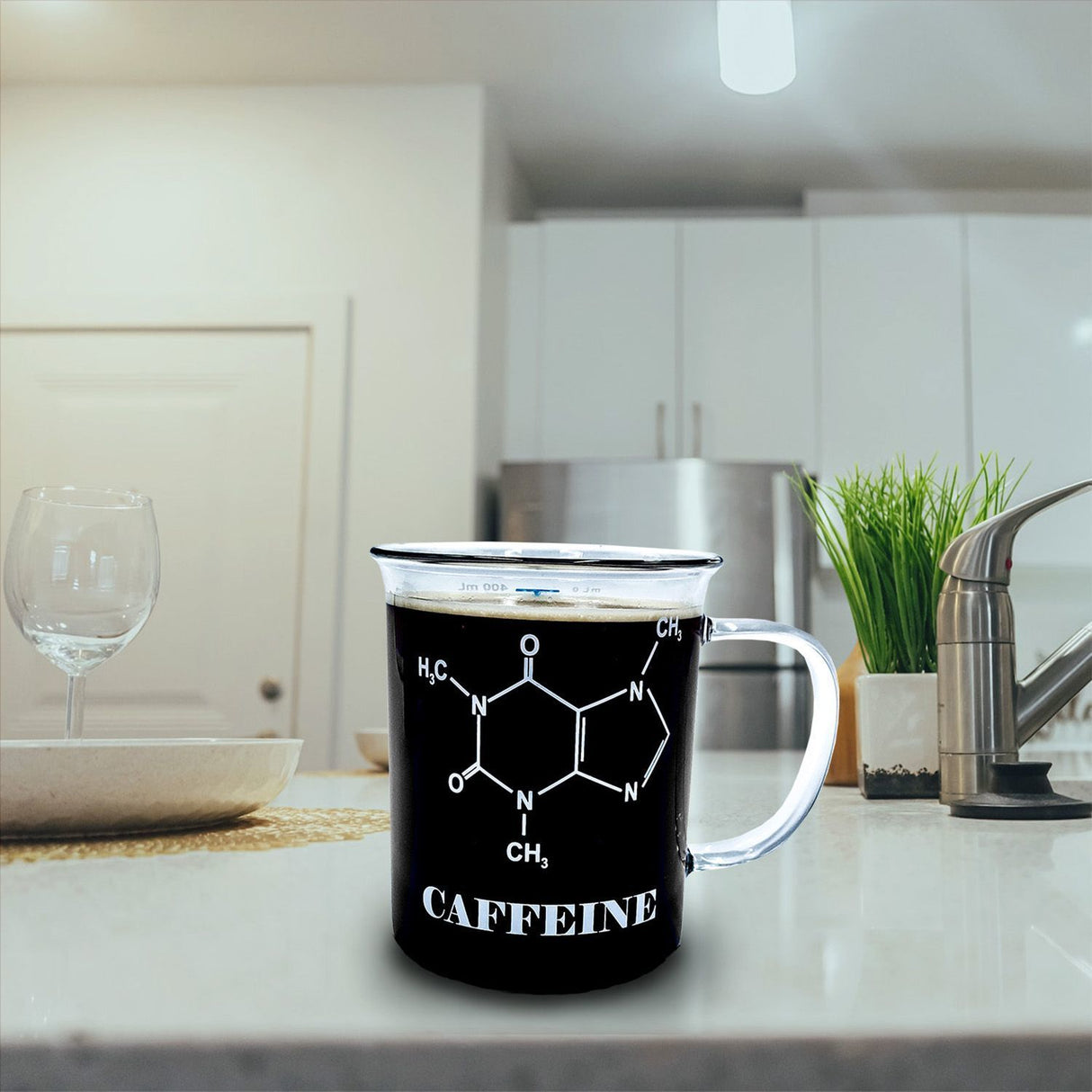 Chemie Koffein Kaffeebecher - Caffeine Glastasse