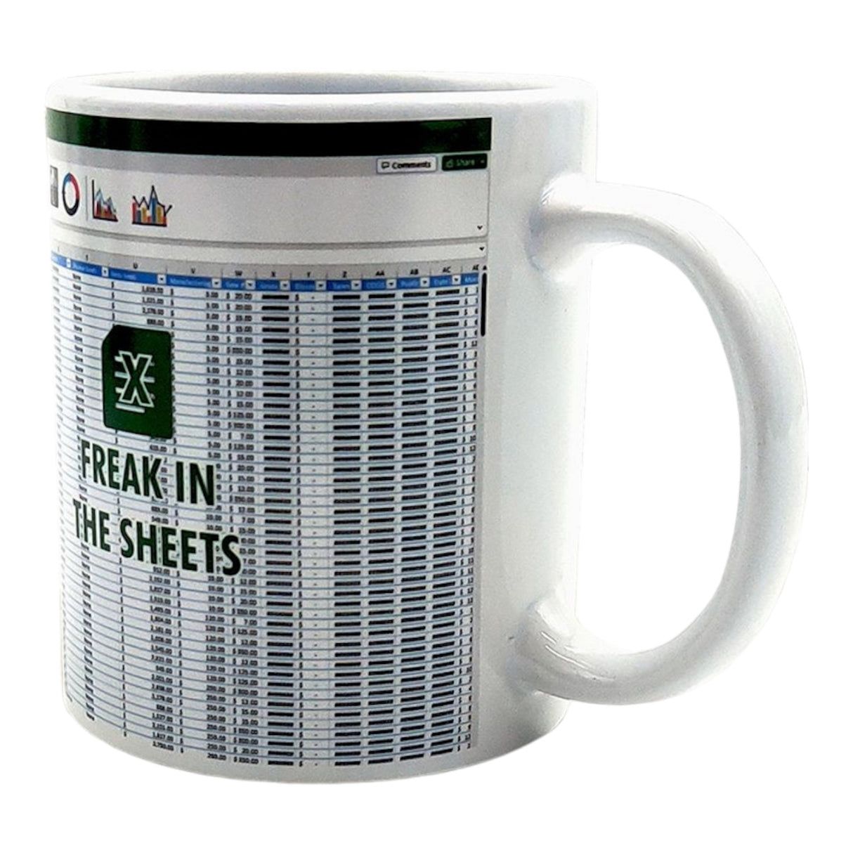 Freak in the Sheets Kaffeebecher - lustige Spreadsheet Tasse