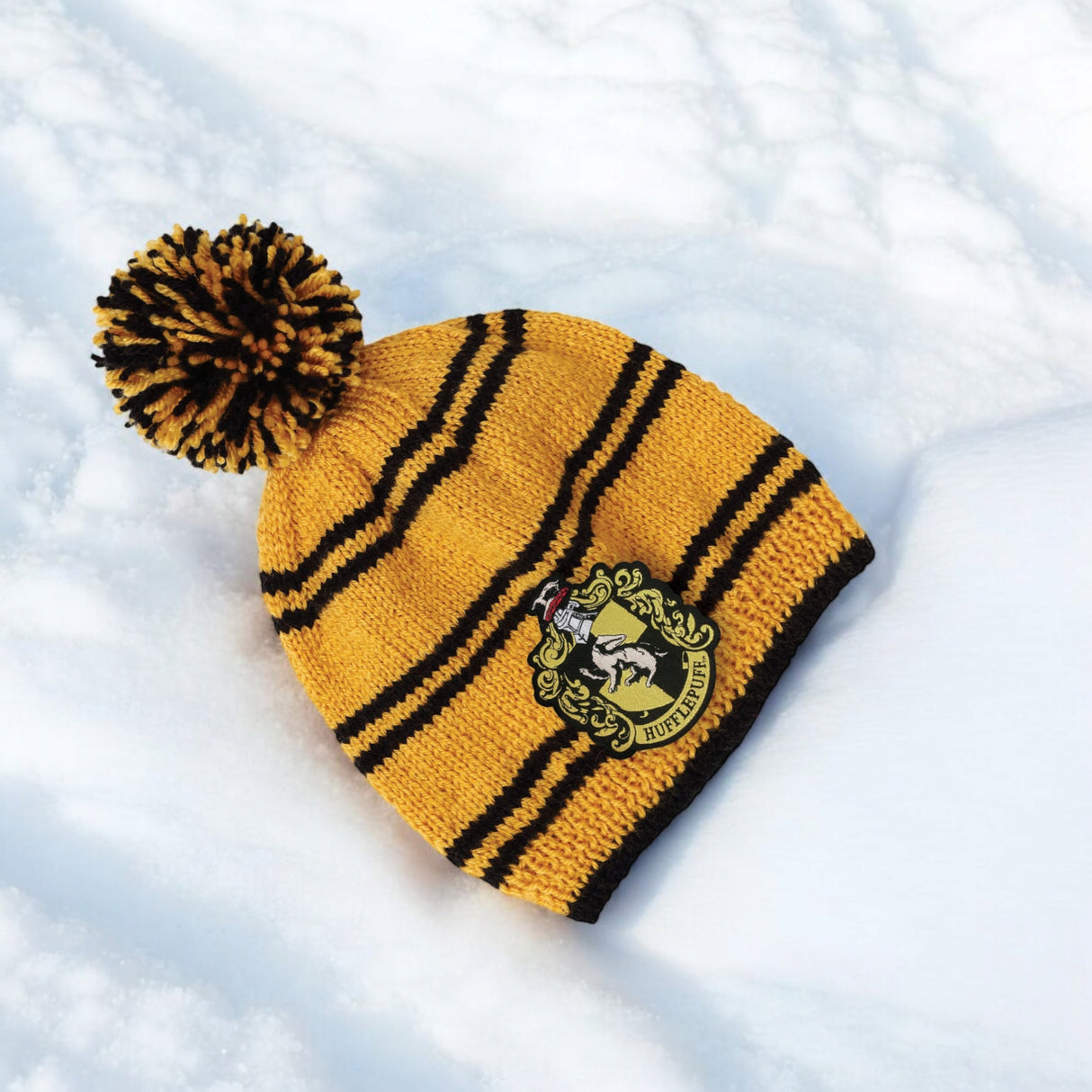 Harry Potter Hogwarts Bommelmütze Strickset mit Hufflepuff Design für Erwachsene