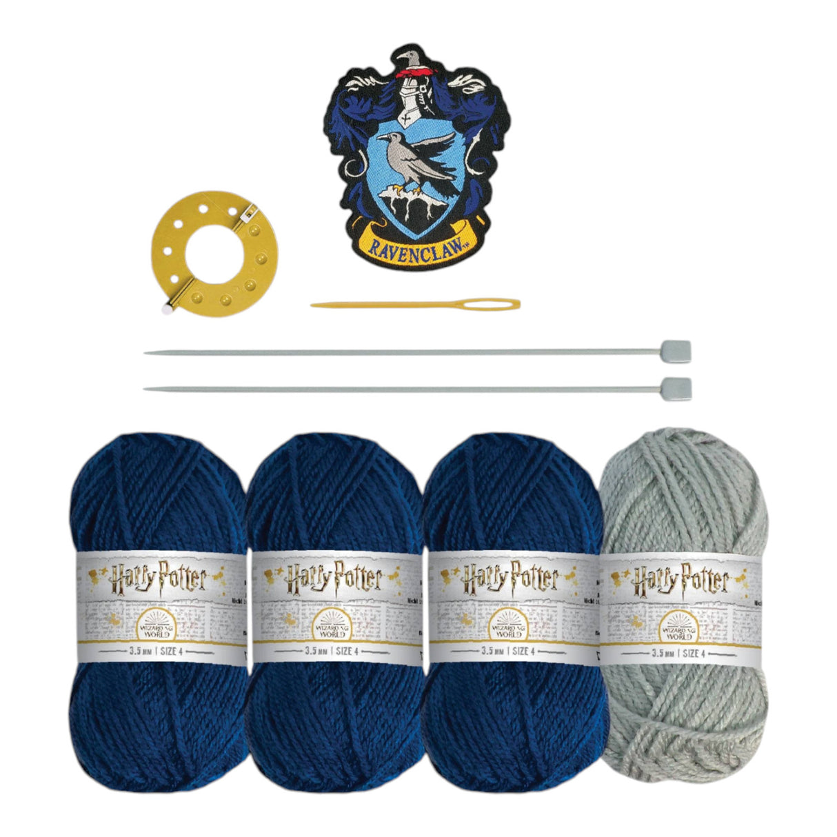 Harry Potter Hogwarts Bommelmütze Strickset mit Ravenclaw Design für Erwachsene