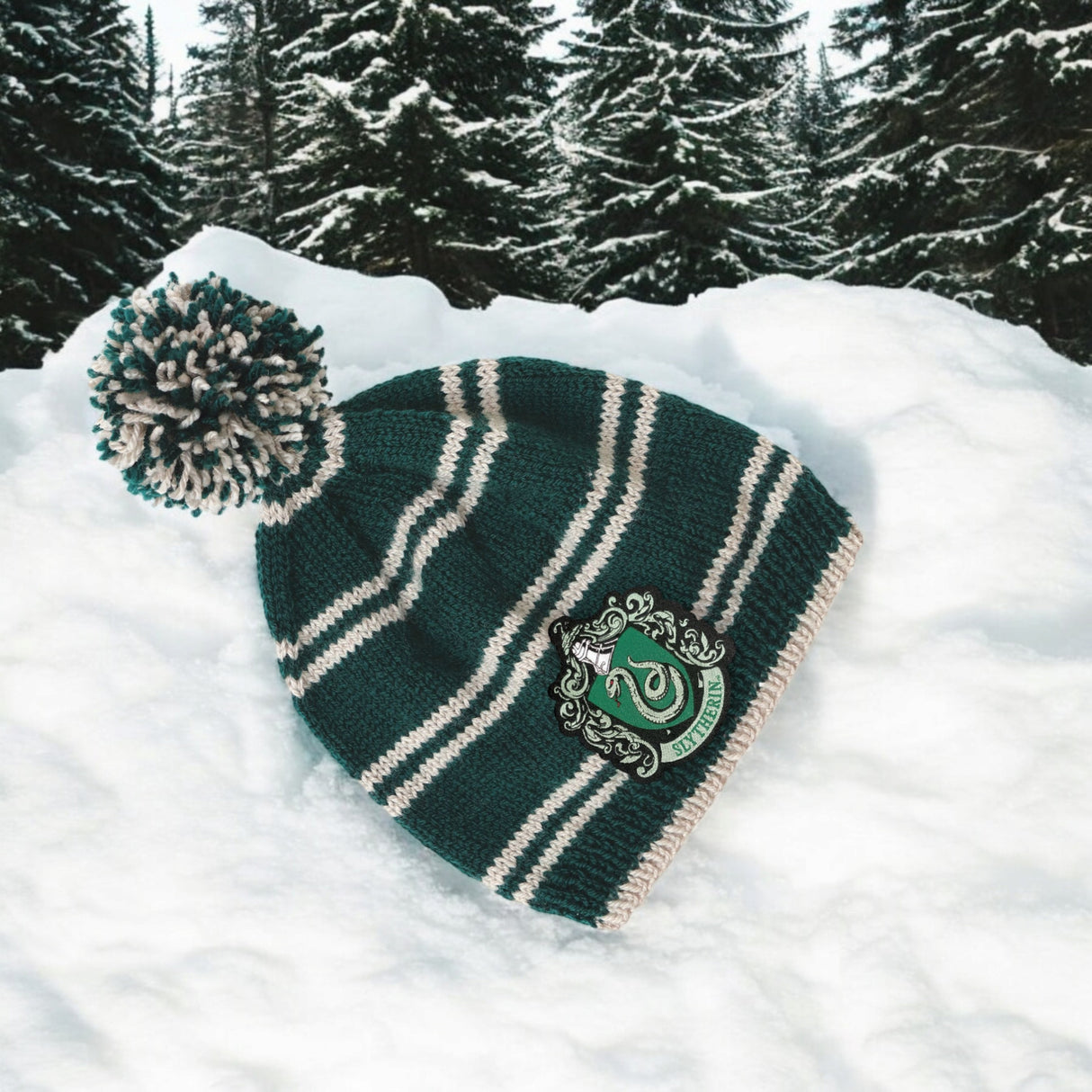 Harry Potter Hogwarts Bommelmütze Strickset mit Slytherin Design für Erwachsene