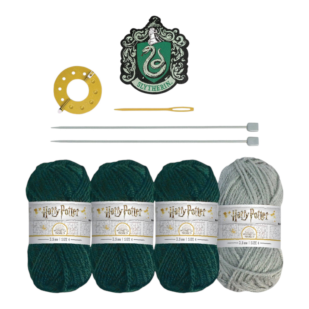 Harry Potter Hogwarts Bommelmütze Strickset mit Slytherin Design für Erwachsene