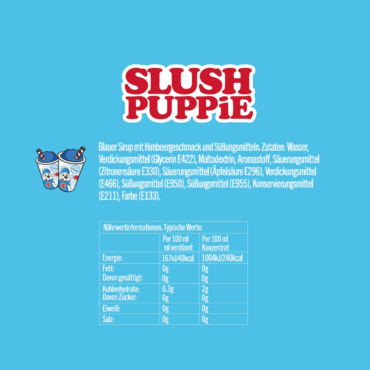 SLUSH PUPPiE Slushie Maker Slush-Eis Becher Starter Set mit ZERO zuckerfreier blaue Himbeere Sirup