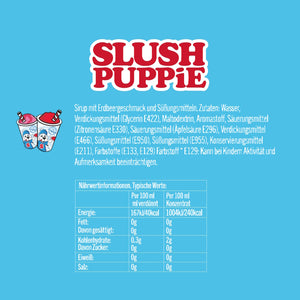 SLUSH PUPPiE Slushie Maker Slush-Eis Becher Starter Set mit ZERO zuckerfreier Erdbeere Sirup