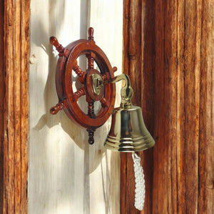 Steuerrad Glocke in Messingoptik - Maritime Schiffsglocken Deko