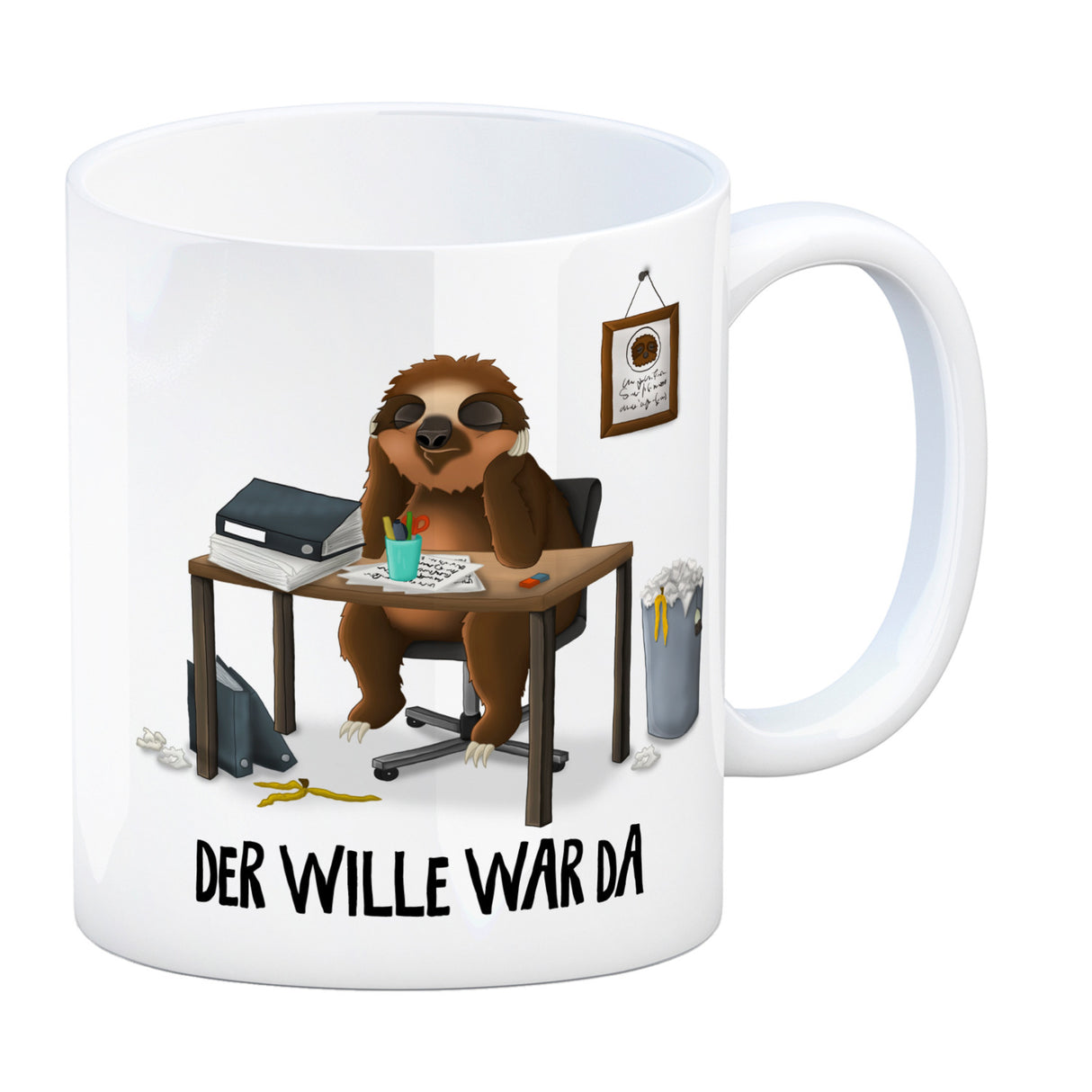Der Wille war da Faultier Kaffeebecher