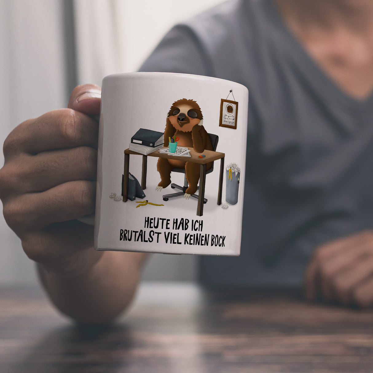 Heute hab ich brutalst viel keinen Bock Kaffeebecher mit Faultier Motiv