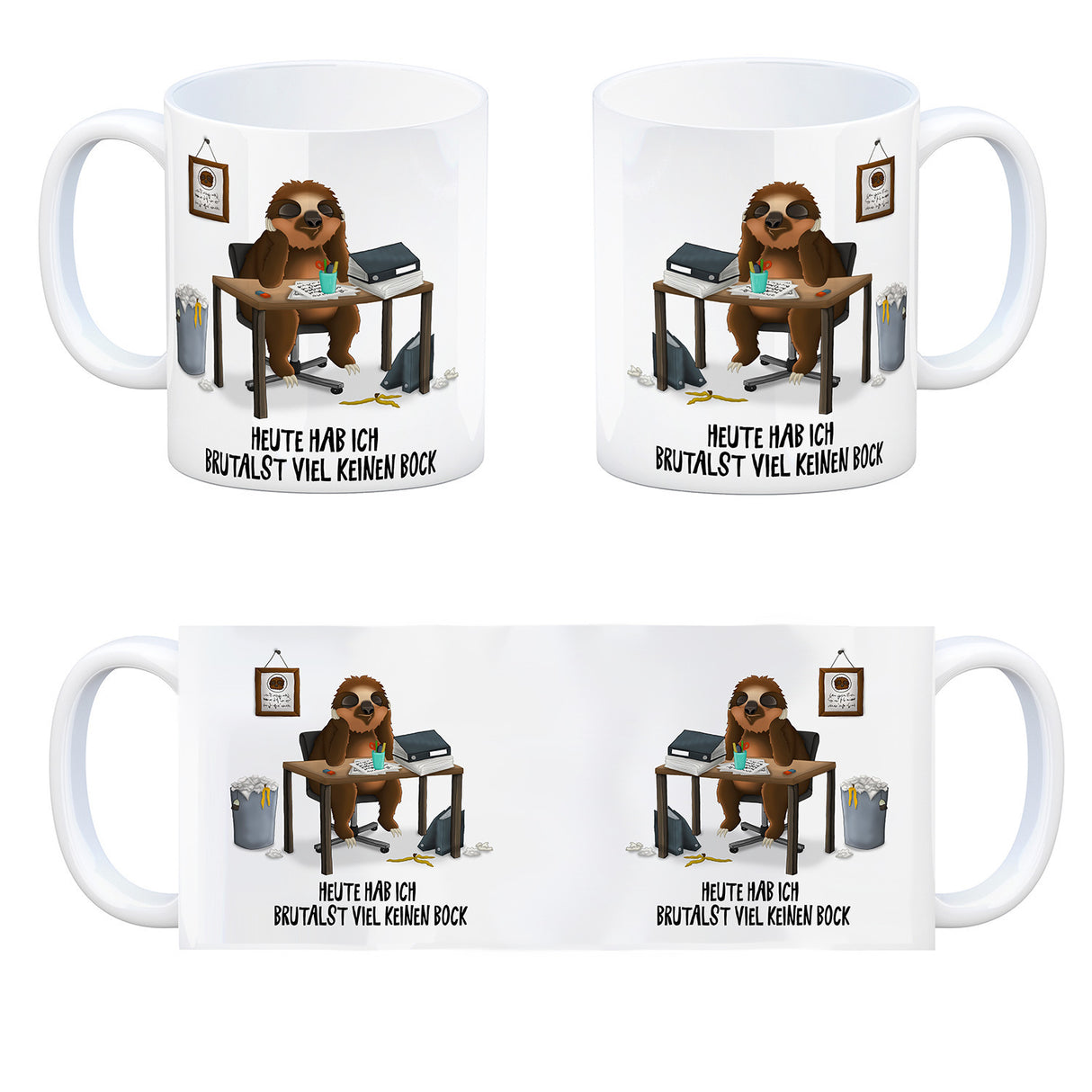 Heute hab ich brutalst viel keinen Bock Kaffeebecher mit Faultier Motiv
