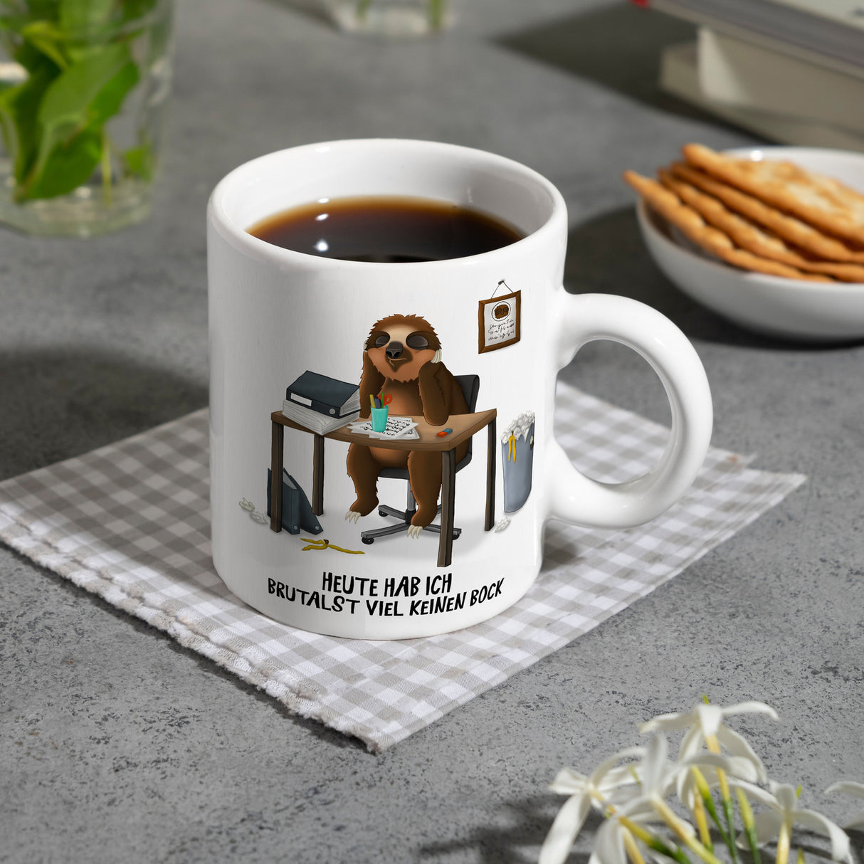Heute hab ich brutalst viel keinen Bock Kaffeebecher mit Faultier Motiv