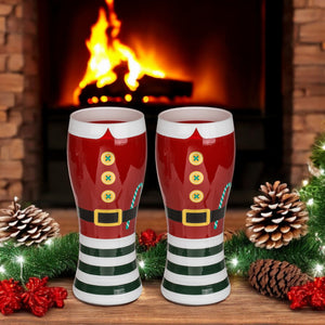 Santa-Kostüm Weihnachts-Bierglas im 2er Set