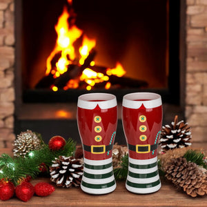 Santa-Kostüm Weihnachts-Bierglas im 2er Set