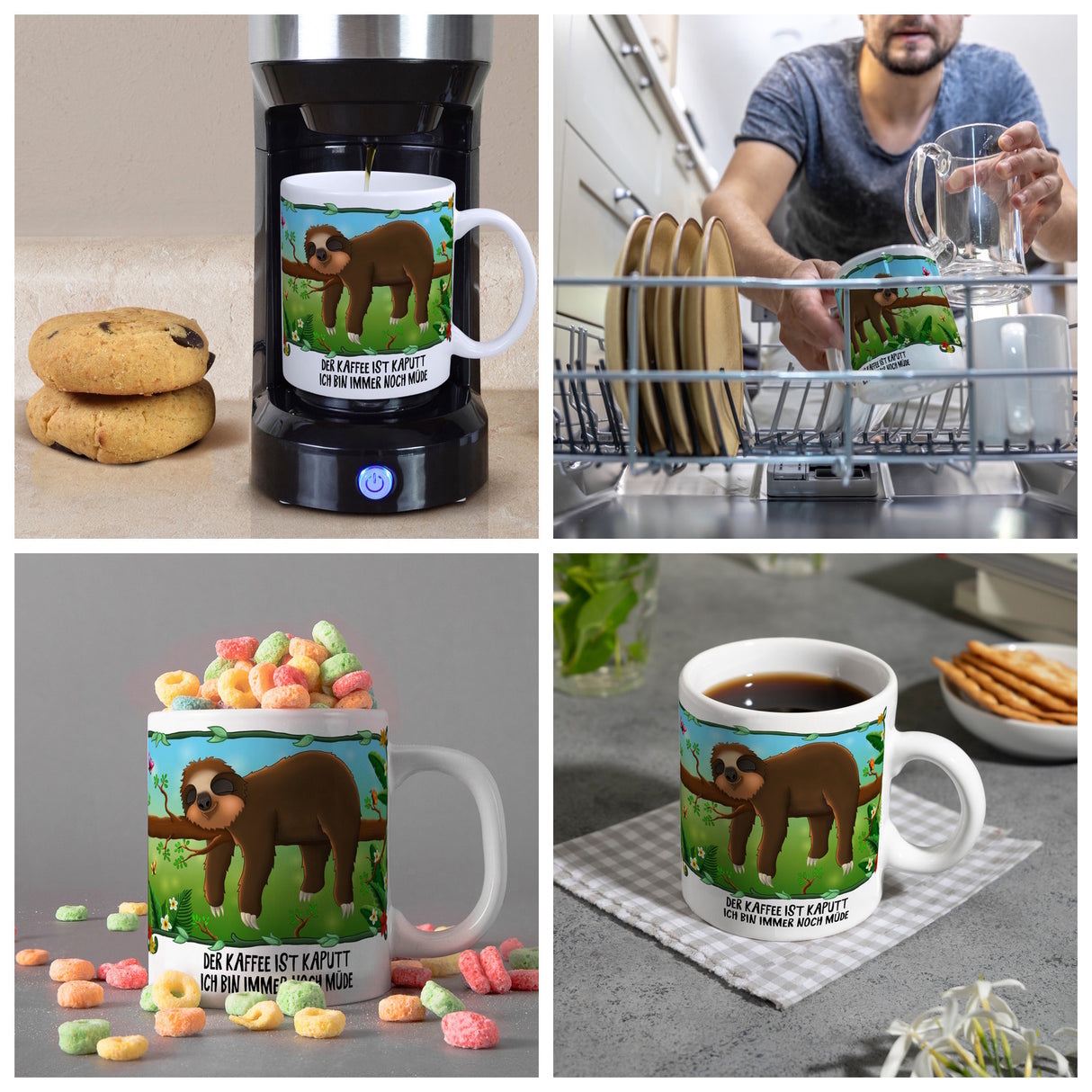 Der Kaffee ist kaputt… Faultier Kaffeebecher