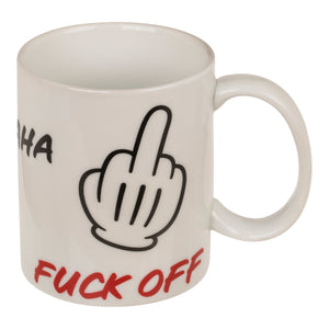 Mittelfinger Tasse mit Spruch - Fuck off Kaffeebecher aus Keramik