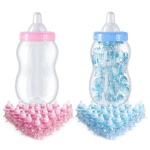 XXL Babyflasche mit 30 kleinen Flaschen für Babypartys in Pink