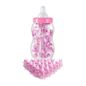 XXL Babyflasche mit 30 kleinen Flaschen für Babypartys in Pink