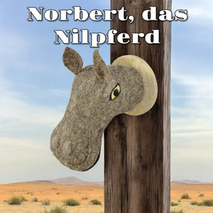 woolimals Nilpferd Norbert Trophäe aus Wolle