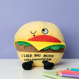 Punchkins Burger Kuscheltier mit dem Spruch I Like Big Buns and I Cannot Lie