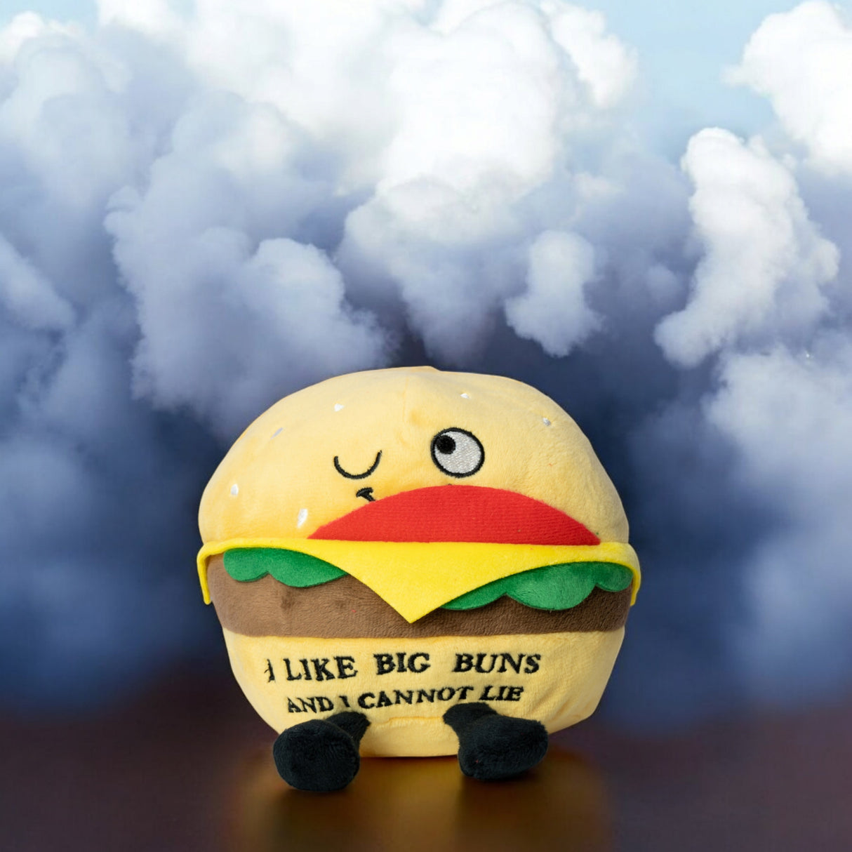 Punchkins Burger Kuscheltier mit dem Spruch I Like Big Buns and I Cannot Lie