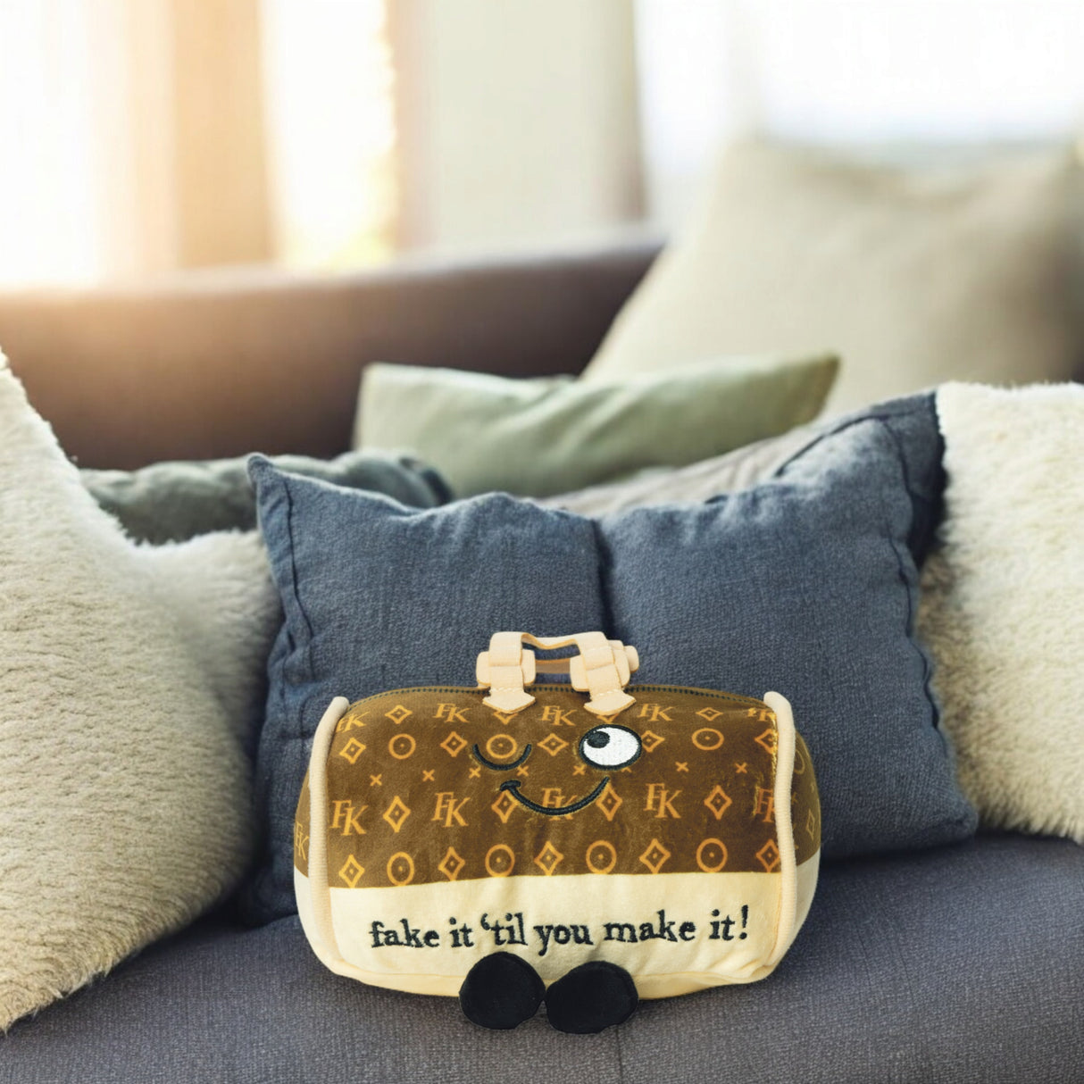 Punchkins Designer Handtasche Kuscheltier mit dem Spruch Fake it till you make it