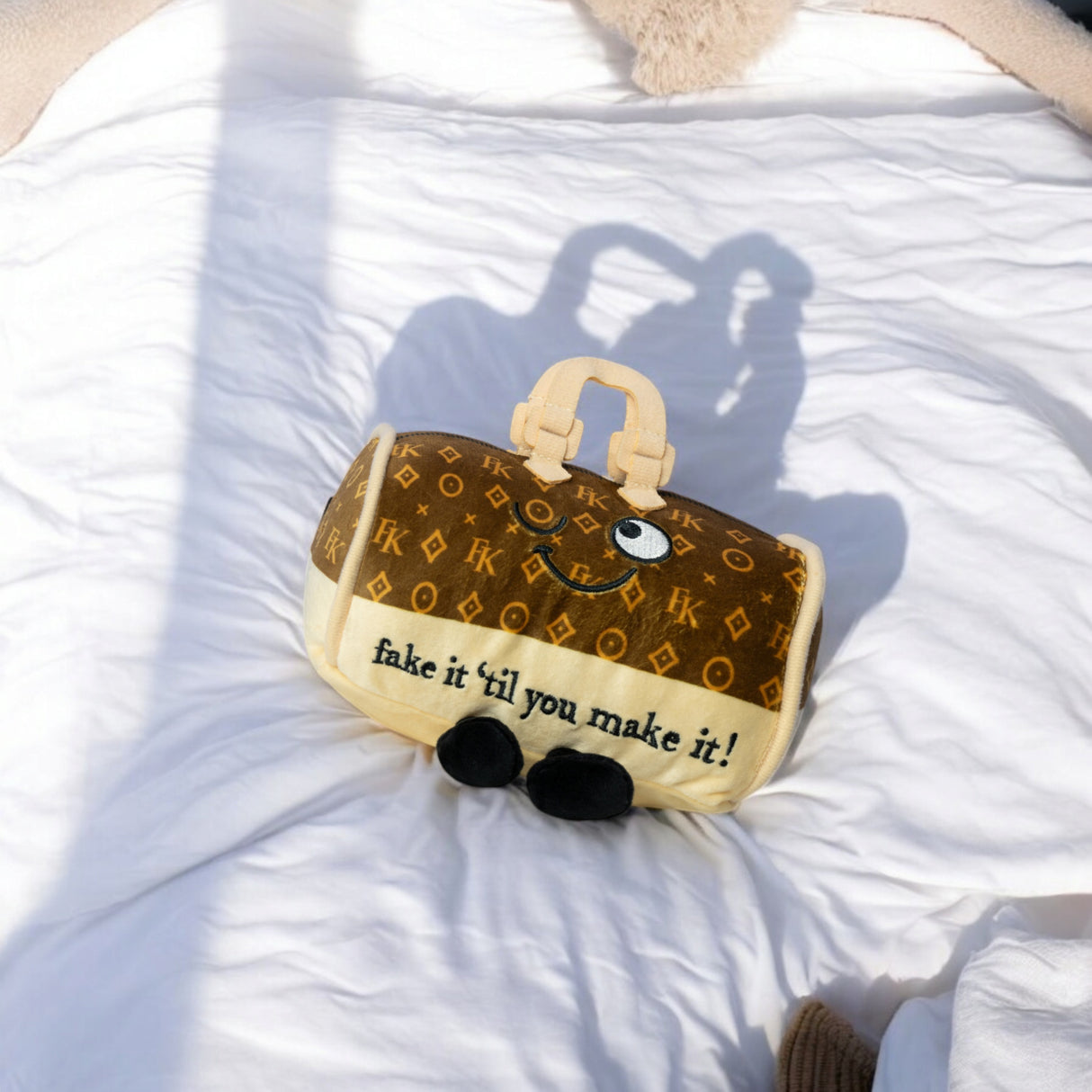 Punchkins Designer Handtasche Kuscheltier mit dem Spruch Fake it till you make it