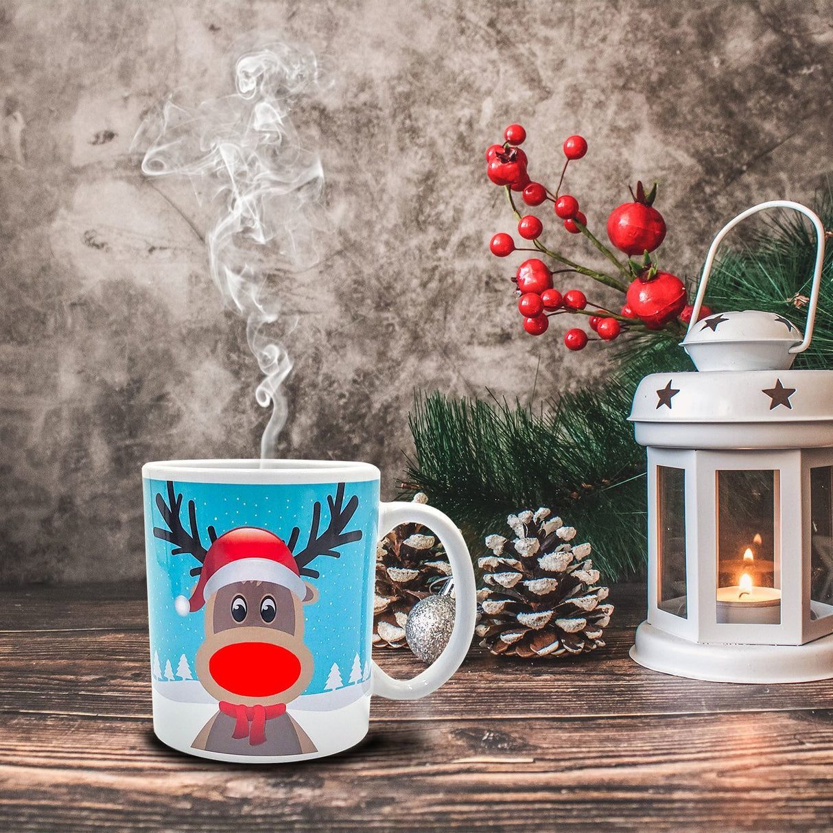 Weihnachts Rentier Kaffeebecher mit Wärmeeffekt