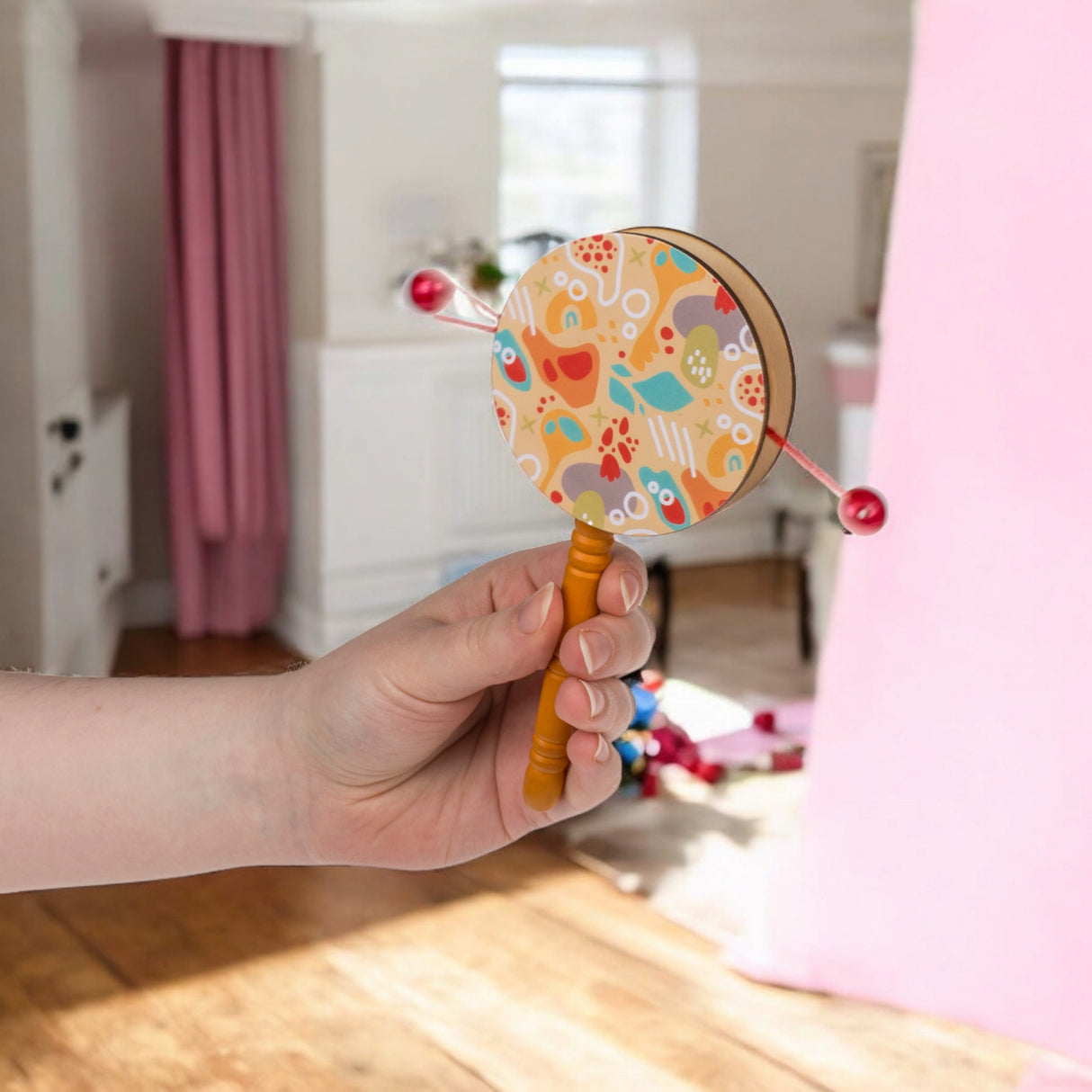 Drehtrommel Musikinstrument aus Holz für Kinder