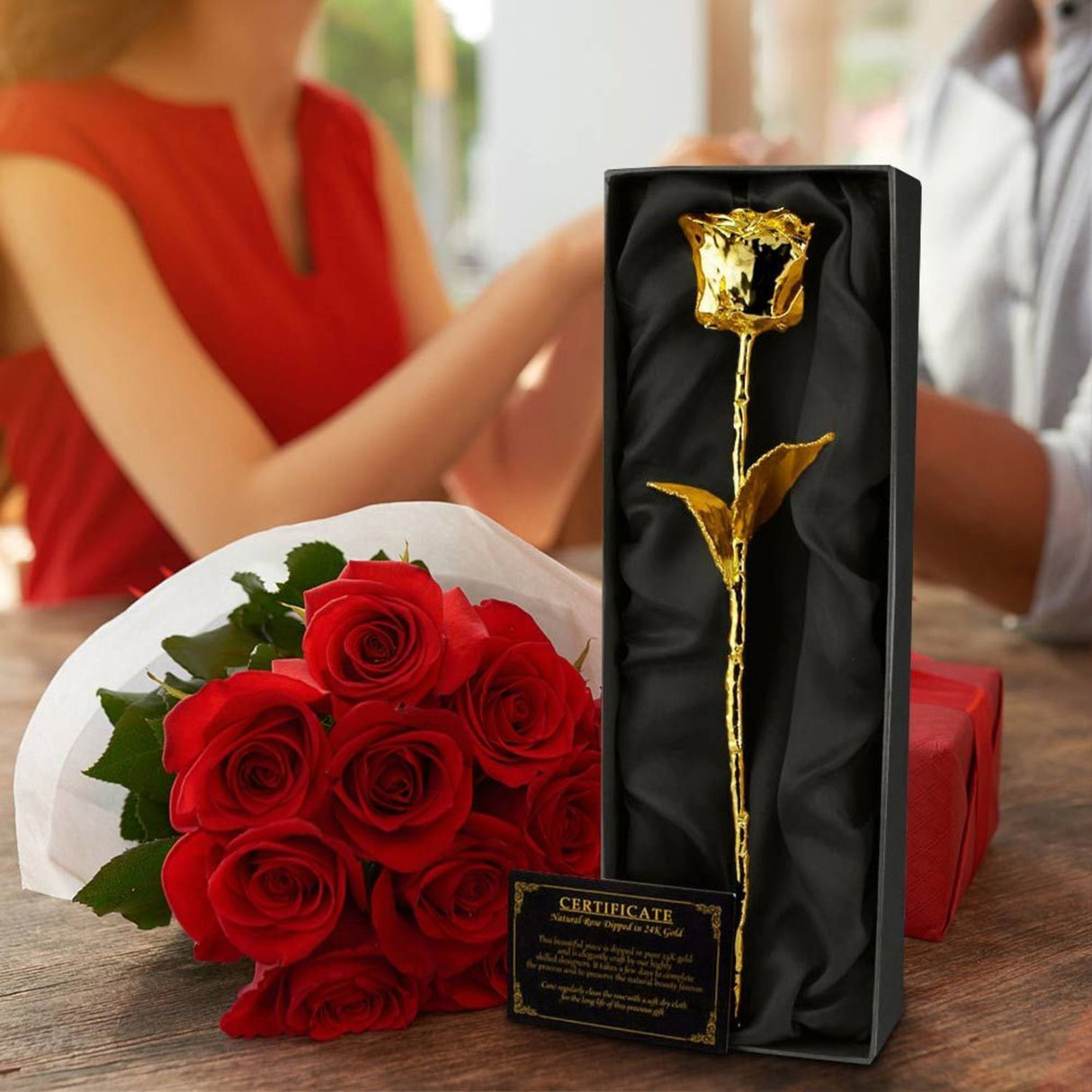 Ewige goldene Rose 24 Karat Gold in Geschenkverpackung mit Echtheitszertifikat