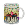Kaffeebecher mit Geburtstagstorte Motiv und Spruch: Happy Birthday