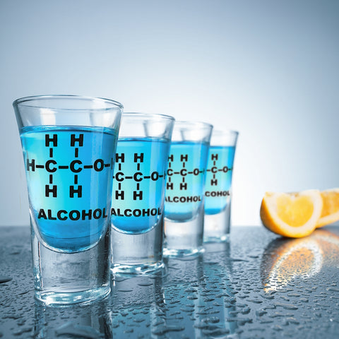 Alkohol Strukturformel Ethanol Schnapsglas im 4er Set