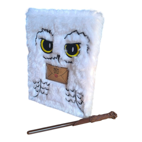 Harry Potter Hedwig Plüsch Notizbuch mit Zauberstab-Kugelschreiber