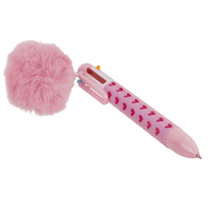 Herzen Kugelschreiber Stift Pom Pom Kuli mit 6-farbigen Minen